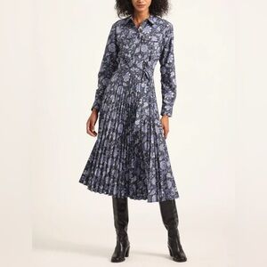 Derek Lam 10 Crosby Kenza Pleated Midi Dress NWT Size 2 Belted Floral